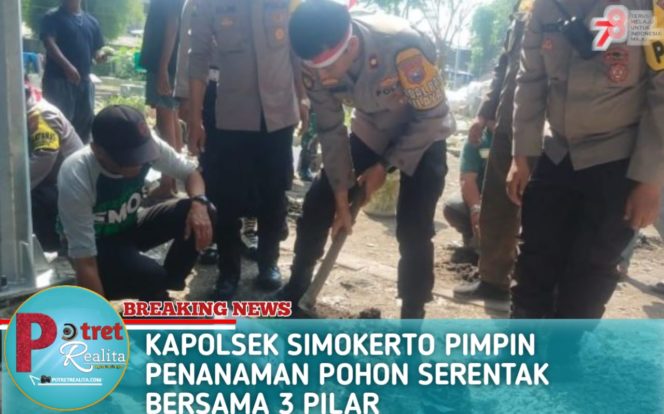 
 KAPOLSEK SIMOKERTO PIMPIN PENANAMAN POHON SERENTAK BERSAMA 3 PILAR