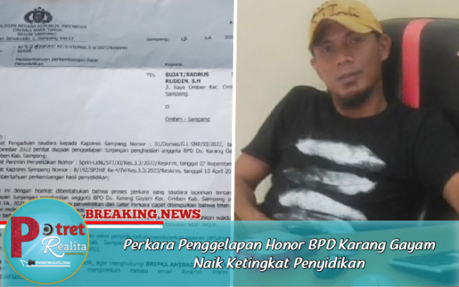 
 Perkara Penggelapan Honor BPD Karang Gayam Naik Ketingkat Penyidikan