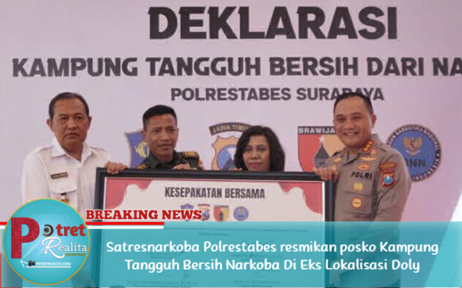 
 Satresnarkoba Polrestabes resmikan posko Kampung Tangguh Bersih Narkoba Di Eks Lokalisasi Doly