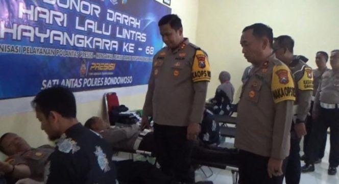 
 Sambut HUT Lantas Ke 68, Satlantas Polres Bondowos Gelar Donor Darah