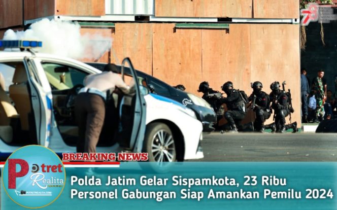 
 Polda Jatim Gelar Sispamkota, 23 Ribu Personel Gabungan Siap Amankan Pemilu 2024