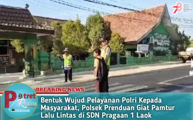 
 Bentuk Wujud Pelayanan Polri Kepada Masyarakat, Polsek Prenduan Giat Pamtur Lalu Lintas di SDN Pragaan 1 Laok