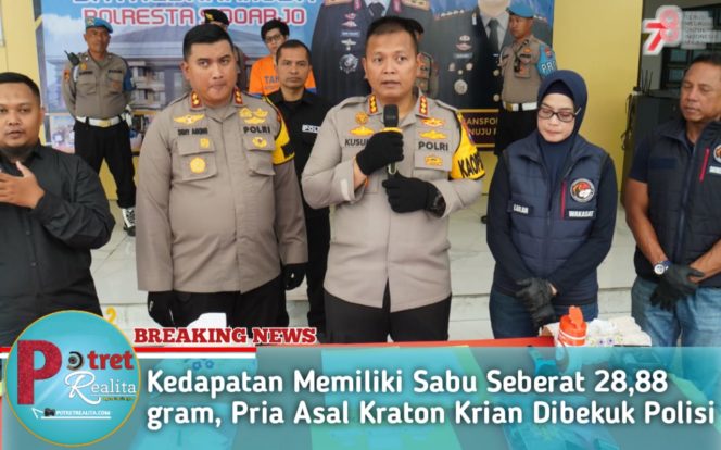 
 Kedapatan Memiliki Sabu Seberat 28,88 gram, Pria Asal Kraton Krian Dibekuk Polisi