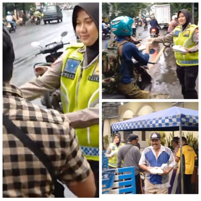 
 Raih Berkah Ramadhan Satlantas Polres Pelabuhan Tanjung Perak Berbagi Takjil