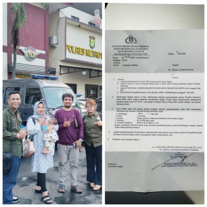 
 LSM Trinusa DPD DKI Jakarta, Dampingi Korban Penganiayaan di Polres Depok