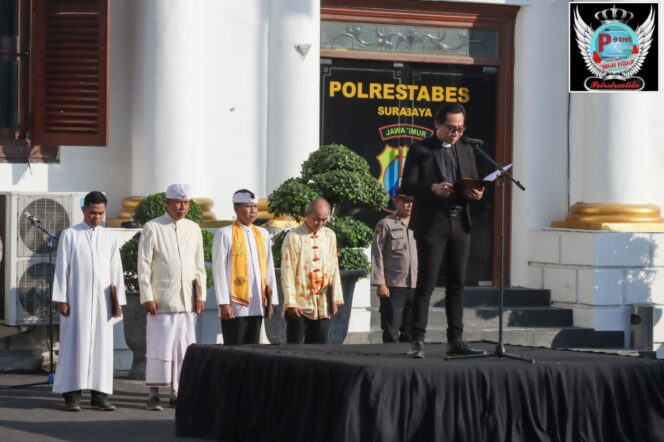 
 Do’a Lintas Agama di Polrestabes Surabaya, Sambut Hari Bhayangkara Ke-78