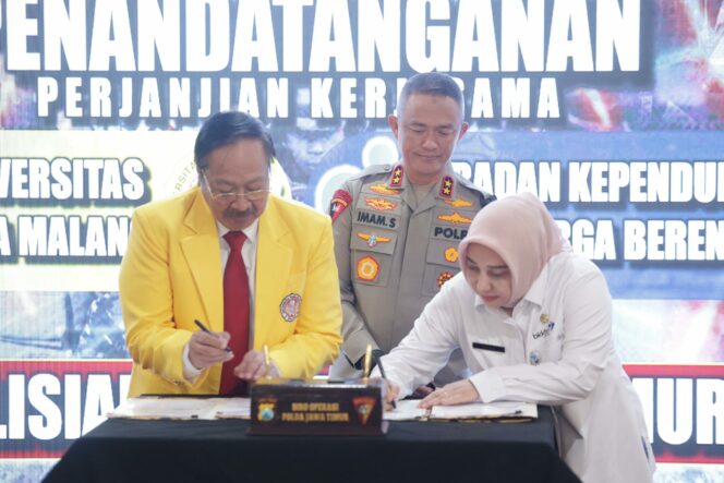 
 Polda Jatim Tandatangani MoU dengan BKKBN dan Unidha Cegah Stunting Wujudkan Generasi Unggul