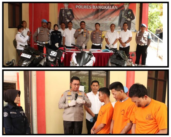 
 Polres Bangkalan Amankan 3 Tersangka Spesialis Curanmor yang Beraksi di 14 TKP