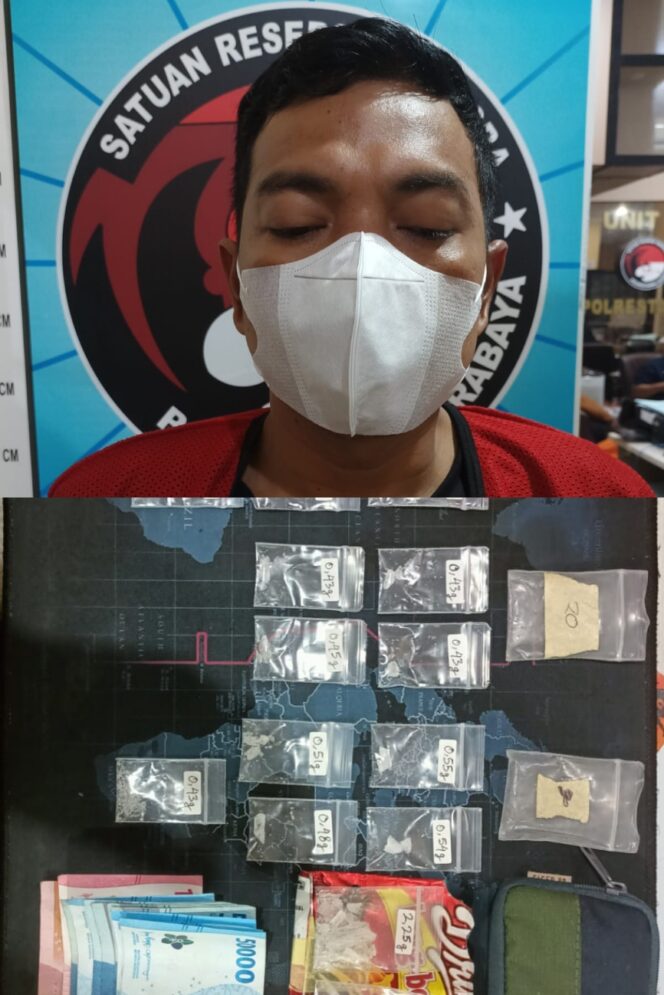 Residivis Kembali Ditangkap Polrestabes Surabaya, Puluhan Paket Sabu Siap Edar Diamankan