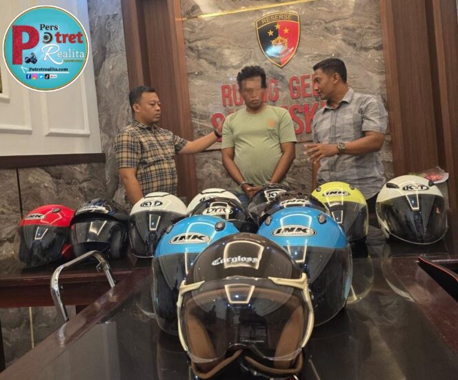 
 Polres Situbondo Berhasil Amankan Residivis Pencurian Helm dan Sita Puluhan Barang Bukti