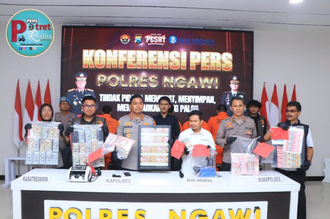 
 Polres Ngawi Berhasil Amankan 5 Tersangka Pengedar Uang Palsu Lintas Provinsi
