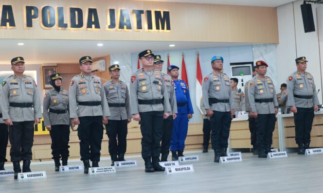 
 Polda Jawa Timur Ikuti Upacara Pemuliaan Nilai – nilai Luhur Tribrata Sambut Hari Bhayangkara ke – 79
