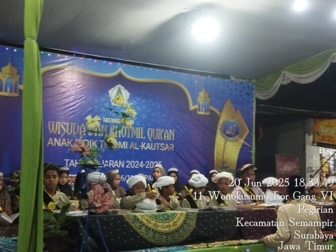 
 Suasana Haru Menyelimuti Acara Wisuda Dan Khotmil Qur’an Anak Didik TK Dan MI AL-KAUTSAR Tahun Ajaran 2024-2025