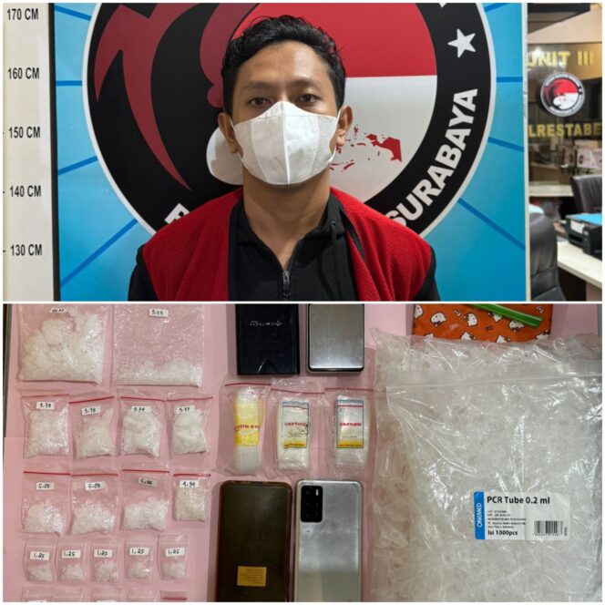 
 Kurir Sabu Dibekuk Polrestabes di Sawahan Surabaya, Polisi Sita 117,6 Gram Narkotika Siap Edar