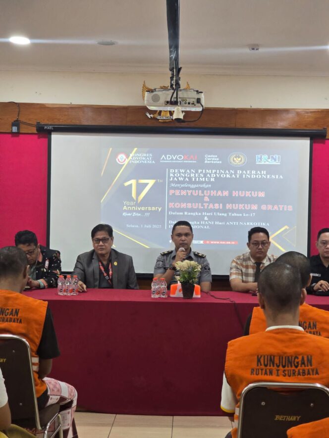
 LBH PLATO Bersama RUTAN Kelas I Surabaya dan DPD Kongres Advokat Indonesia Selenggarakan Penyuluhan dan Konsultasi Hukum Gratis dalam Rangka Memperingati HANI 2025 dan HUT Kongres Advokat Indonesia ke-17