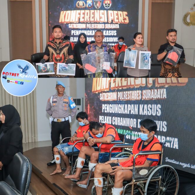 
 Polrestabes Surabaya Kembali Berhasil Amankan 3 Tersangka Spesialis Curanmor