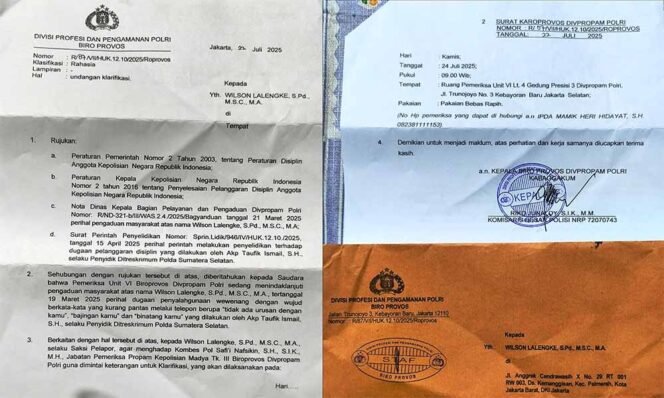 
 Ketua Umum PPWI Siap Memenuhi Undangan Divpropam Polri Terkait Laporan Dugaan Pelanggaran Etik oleh Oknum Polisi Polda Sumsel
