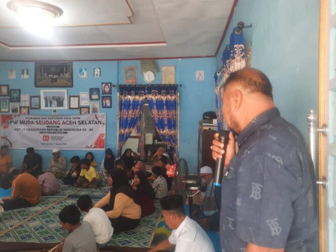 
 HUT Kemerdekaan RI ke-80, DPW Muda Seudang Aceh Selatan Gelar Syukuran dan Santunan Anak Yatim