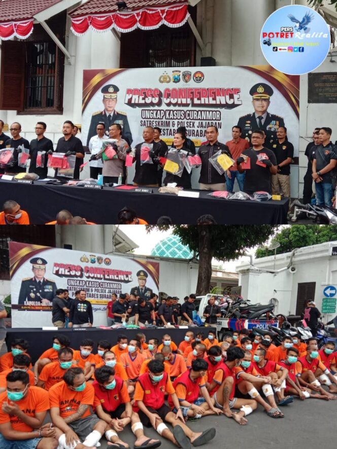 
 Satreskrim Polrestabes Surabaya Ungkap 49 Kasus Curanmor, Barang Bukti Dikembalikan ke Korban