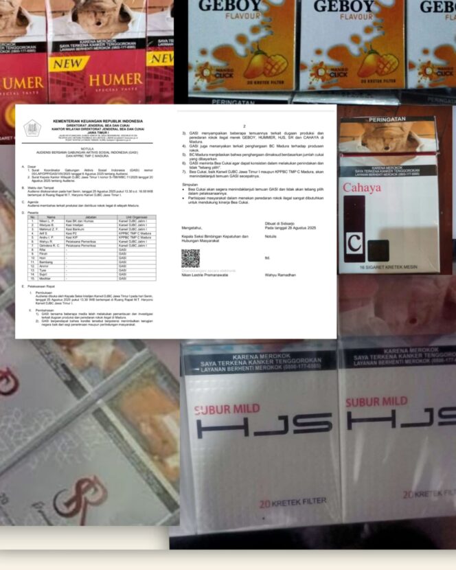 
 Beredar Bebas Rokok ilegel Merk Geboy, Hummer, HJS, SR dan Cahaya Bea Cukai Madura di Nilai Gak Berani Menindak