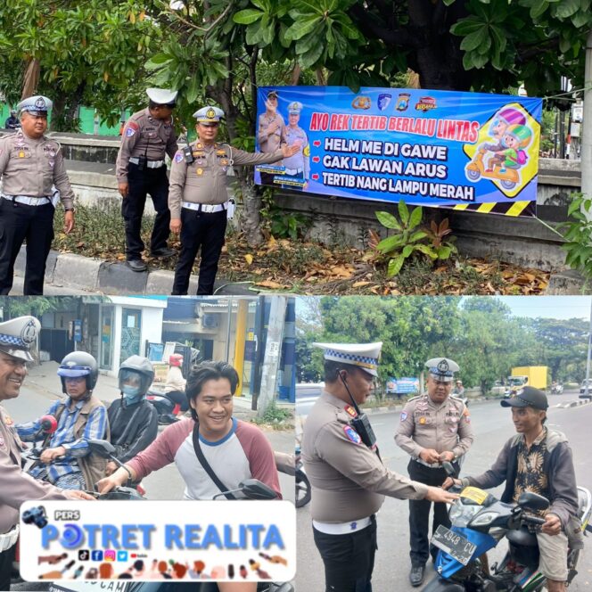 
 Tingkatkan Kesadaran, Satlantas Polres Pelabuhan Tanjung Perak Gencarkan Sosialisasi Tertib Lalu Lintas di Akses Suramadu