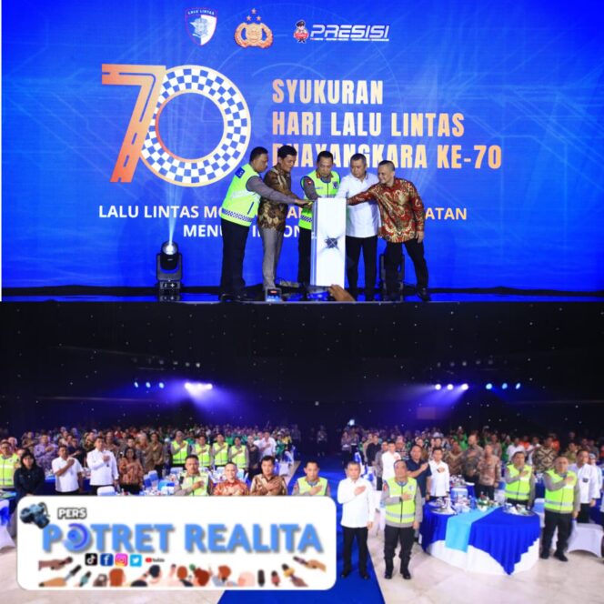 
 Hadiri Syukuran HUT Lalu Lintas ke-70, Kapolri Luncurkan Digital Korlantas dan Sematkan Pin Emas