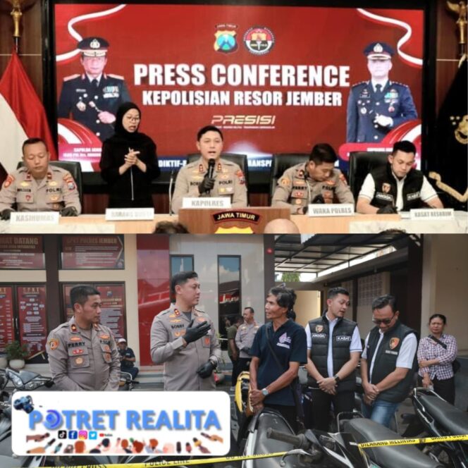 
 Polres Jember Berhasil Bongkar Sindikat Curanmor Amankan Tiga Tersangka dan 23 Motor Curian