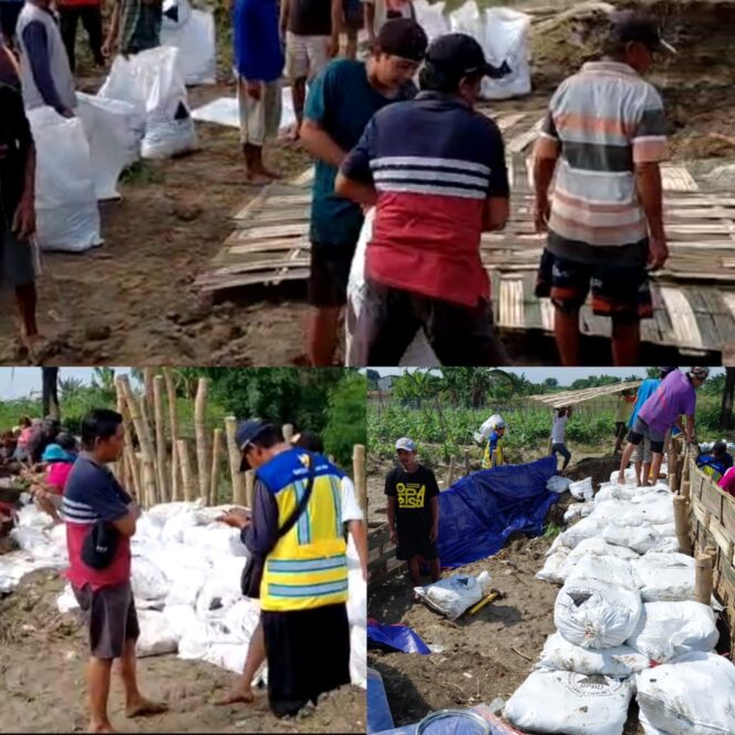 
 Kades Pranti P. Hardi Pimpin Gotong Royong Besar Warga Tangani Tanggul Jebol di Dusun Glundung