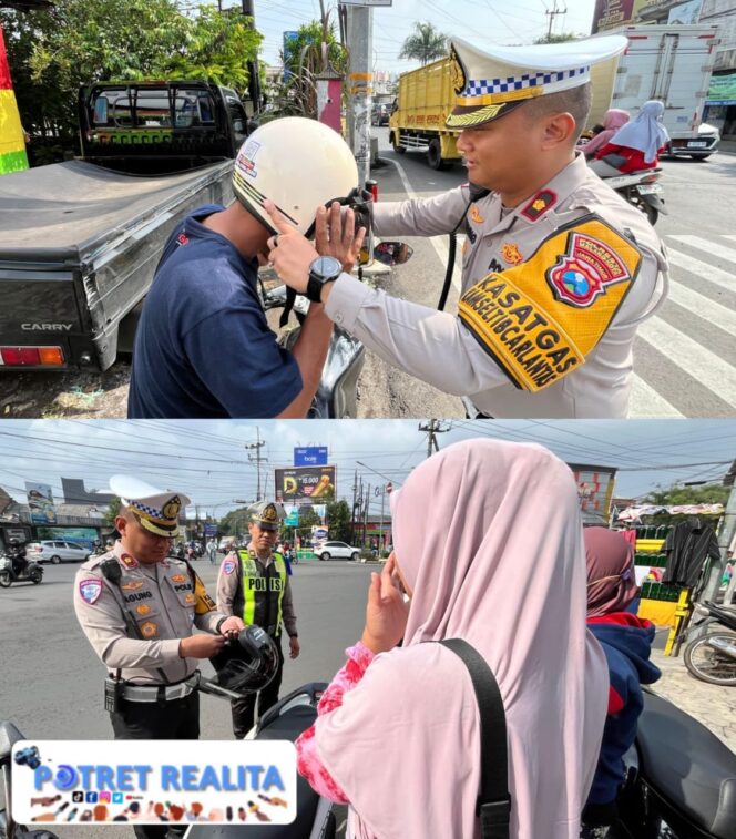 
 Operasi Zebra Semeru Polresta Malang Kota Bagikan 100 Helm Gratis