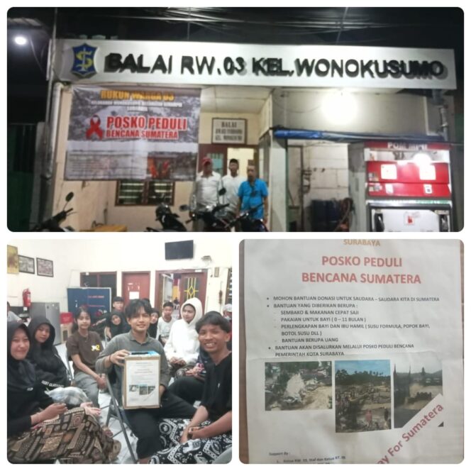 
 Peduli Sesama, Warga RW 03 Wonokusumo Surabaya Bersama Karang Taruna Galang Dana Bencana Sumatera