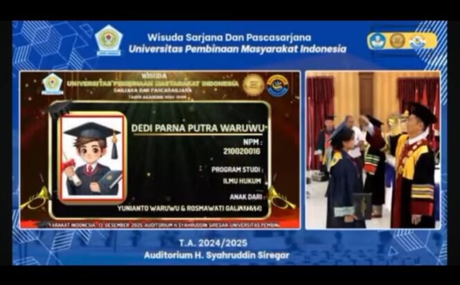 
 UPMI Gelar Wisuda Sarjana dan Pascasarjana TA 2024/2025, Ratusan Lulusan Resmi Dilantik