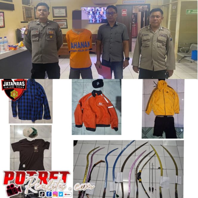 
 Polres Tanjung Perak Tangkap Penjual Motor Hasil Begal Gangster Surabaya, Sita 9 Celurit dan Busur Panah