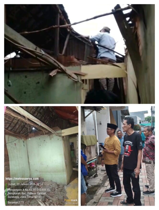
 Rumah Warga Rubuh, Ketua PAC PDIP dan Lurah Bongkaran Gercep Berikan Bantuan