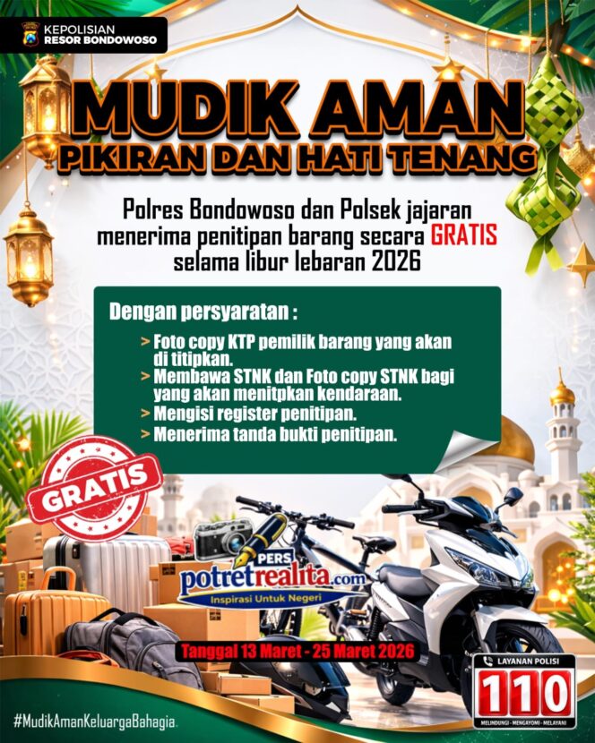 
 Mudik Tenang Barang Aman : Polres Bondowoso Buka Layanan Penitipan Kendaraan Gratis!