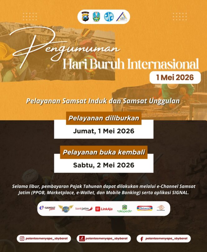 
 Hari Buruh Libur, KB Samsat Surabaya Barat Tegaskan Pelayanan Publik Tetap Humanis