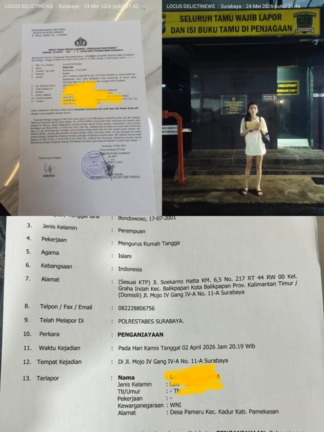 
 Merasa Terancam, Perempuan Asal Bondowoso Tempuh Jalur Hukum di Polrestabes Surabaya
