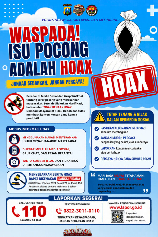 
 Heboh Pocong Bawa Celurit Resahkan Warga Ngawi, Polres: Itu Berita Bohong
