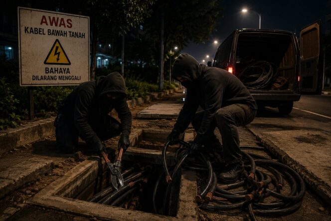 
 Polsek Tenggilis Selidiki Dugaan Pencurian Kabel PT Telkom yang Rusak Fasilitas Umum