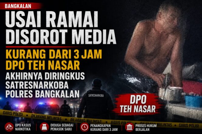 
 Viral Jadi Sorotan, DPO Narkoba Teh Nasar Akhirnya Diamankan Polres Bangkalan