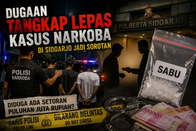 
 Hampir Sebulan Tanpa Penjelasan, Dugaan Tangkap Lepas Kasus Narkoba di Polresta Sidoarjo Jadi Sorotan