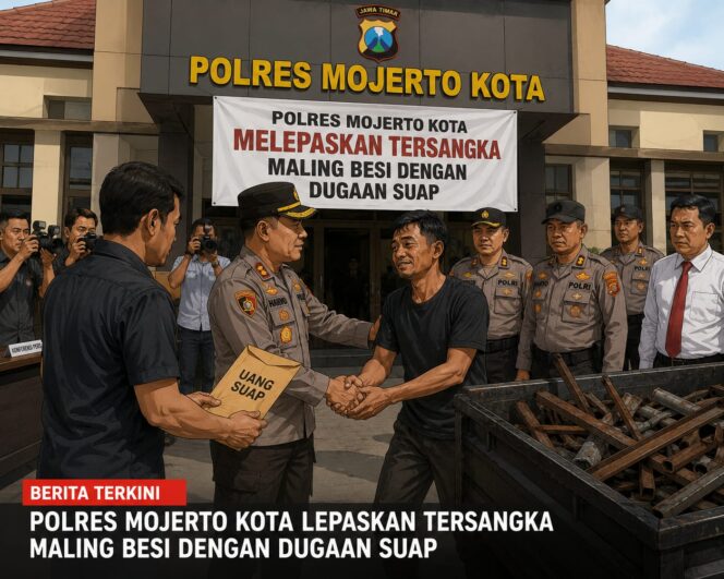 
 Tiga Terduga Pencuri Besi Dipulangkan, Dugaan Praktik Tangkap Lepas di Polres Mojokerto Kota Mengemuka