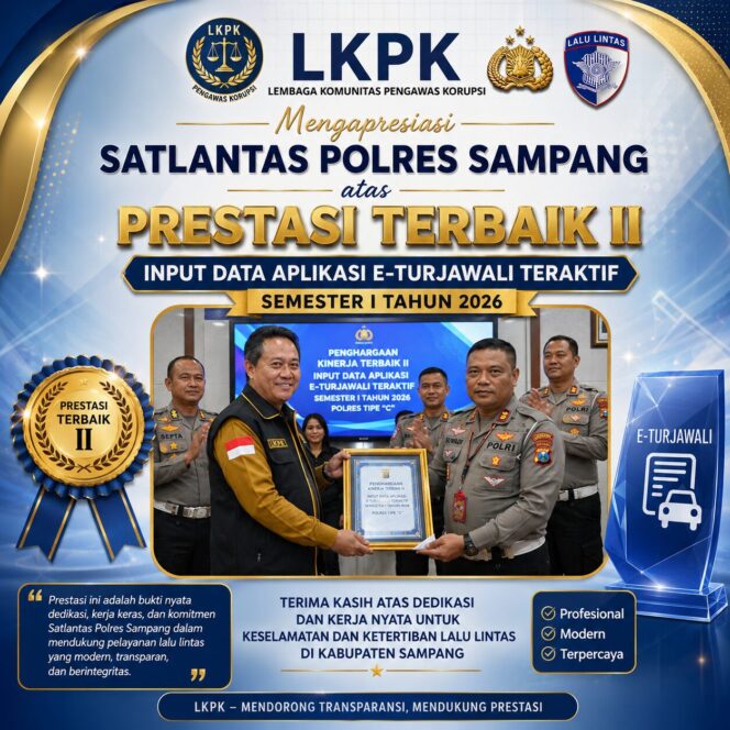 
 LKPK Beri Apresiasi Satlantas Polres Sampang atas Prestasi Terbaik II Input Data E-Turjawali Semester I 2026