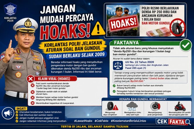 
 Jangan Mudah Percaya Hoaks, Korlantas Polri Jelaskan Aturan Soal Ban Gundul Sudah Berlaku Sejak 2009