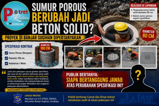 
 Sumur Porous Berubah Jadi Beton Solid? Proyek di Banjar Sugihan Dipertanyakan