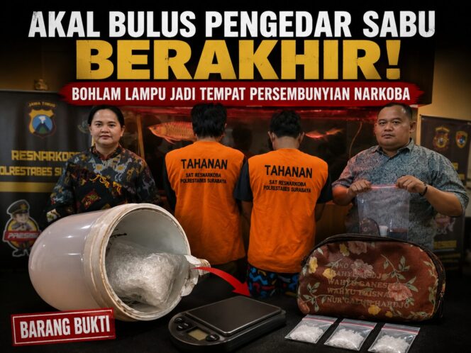 
 Akal Bulus Pengedar Sabu Berakhir, Bohlam Lampu Jadi Tempat Persembunyian Narkoba