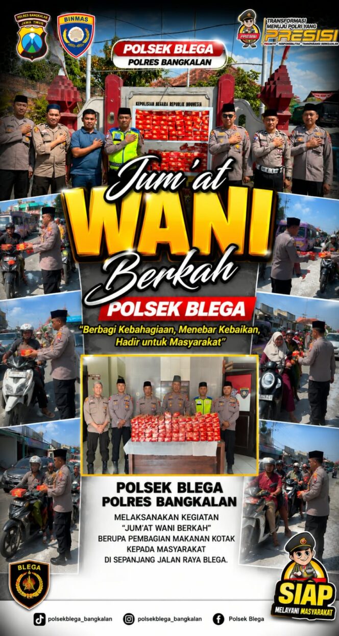 
 Jum’at WANI Berkah: Tradisi Kebaikan Kapolsek Blega yang Dirangkul di Bangkalan