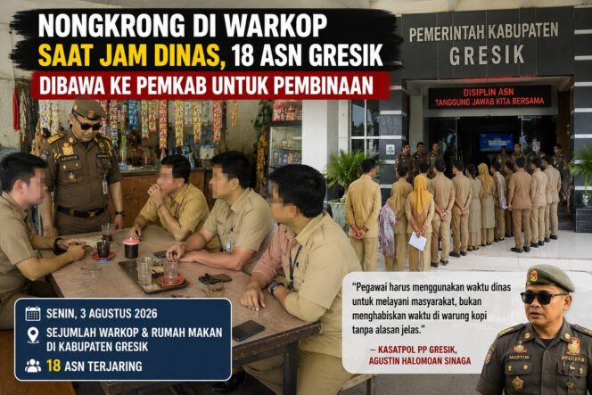 
 Nongkrong di Warkop Saat Jam Dinas, 18 ASN Gresik Dibawa ke Pemkab untuk Pembinaan