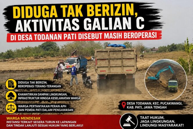 
 Diduga Tak Berizin, Aktivitas Galian C di Desa Todanan Pati Disebut Masih Beroperasi