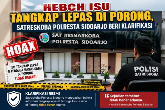 
 Heboh Isu Tangkap Lepas di Porong, Satreskoba Polresta Sidoarjo Beri Klarifikasi