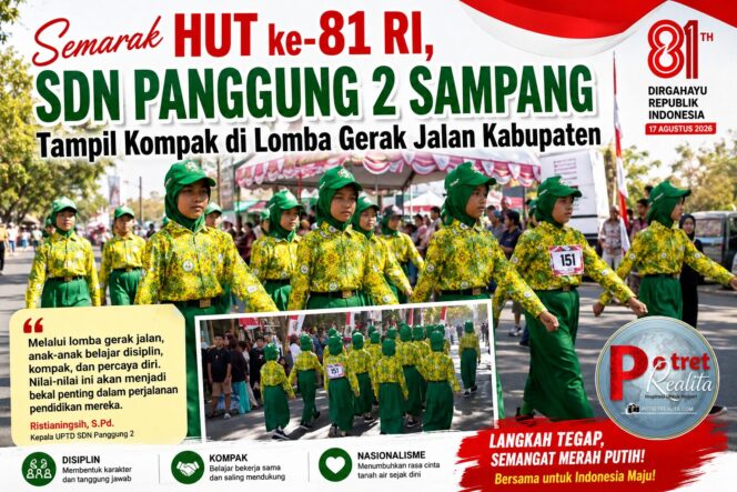 
 Semarak HUT ke-81 RI, SDN Panggung 2 Sampang Tampil Kompak di Lomba Gerak Jalan Kabupaten
